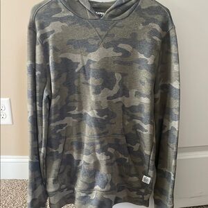 Express Men's Camouflage Hoodie - Green and Gray